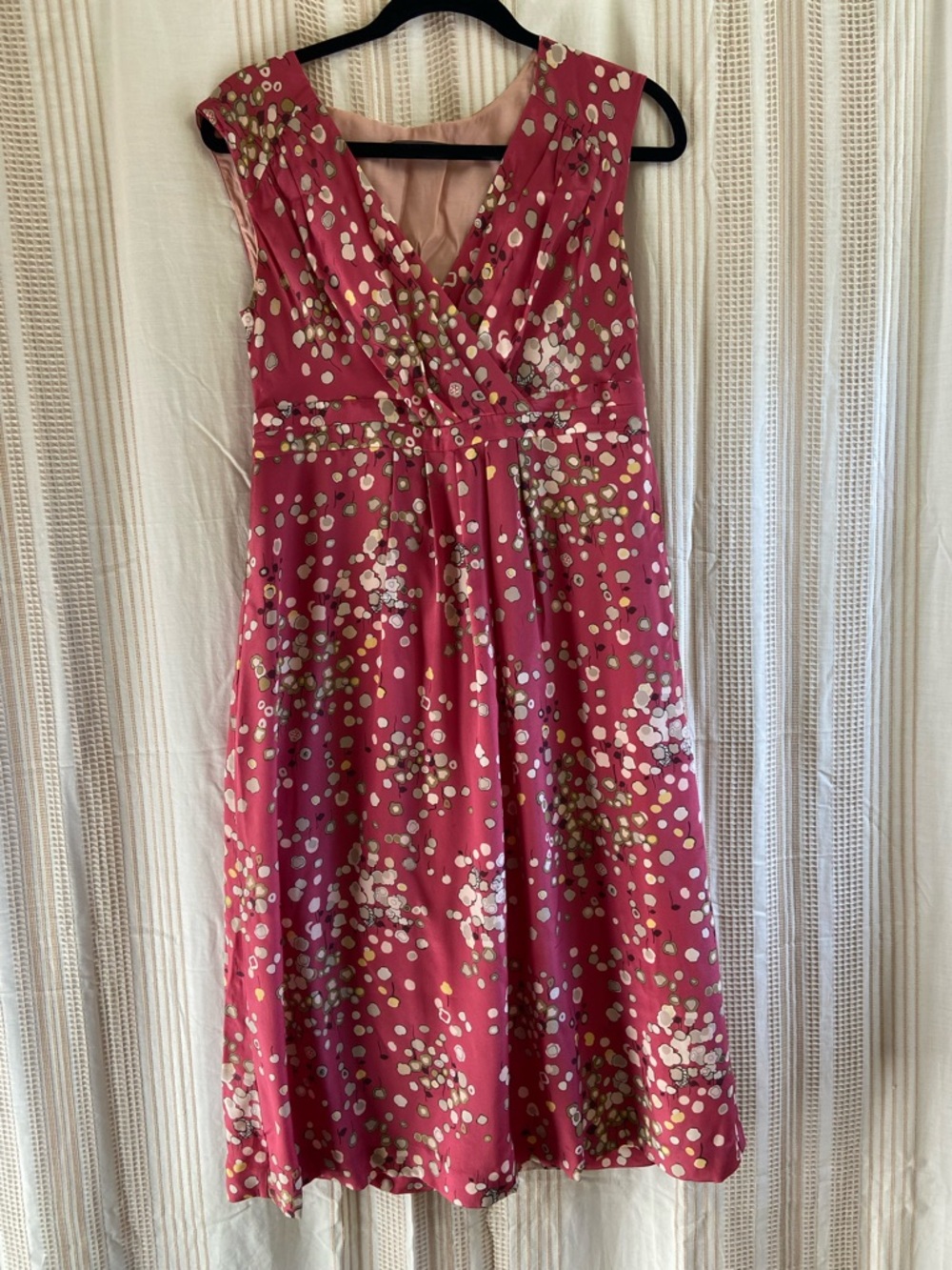 Boden Silk Dress Floral Midi Elegant Wedding Guest Workwear Size 6US